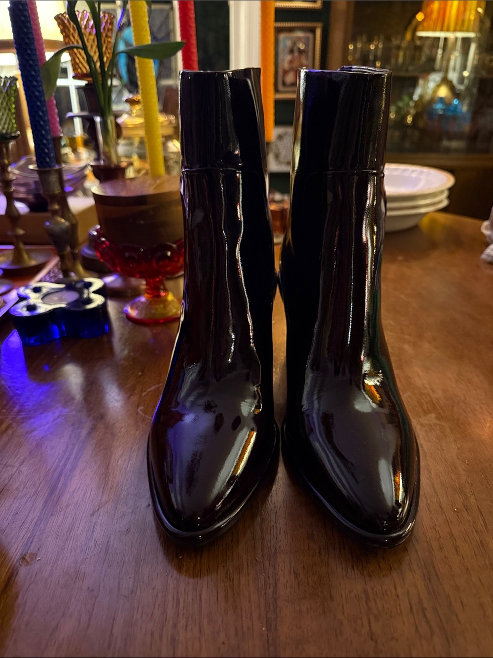 rag & bone Wine colored Patent Leather Ankle Booties